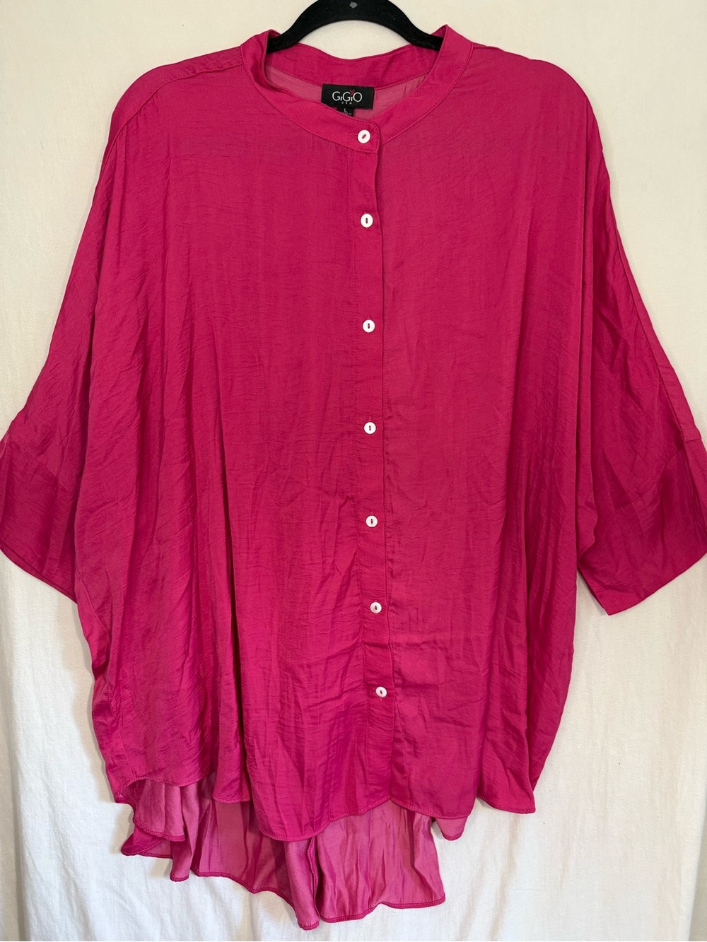 Gigio Fuchsia Button-Front Women's Tunic Blouse L